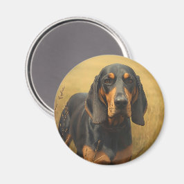 Svart och brun Coonhound Magnet