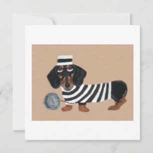 Svart och Brun Dachshund Gods Tjuv Fånge Julkort