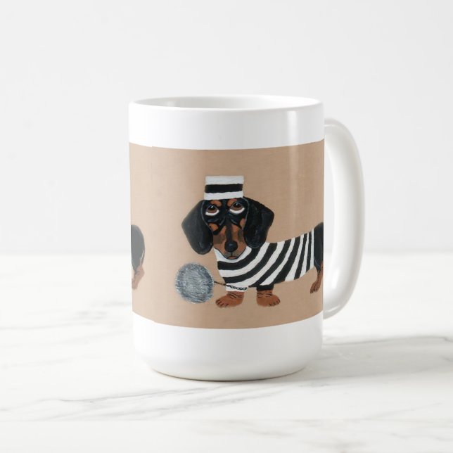 Svart och Brun Dachshund Gods Tjuv Fånge Kaffemugg (Framsida höger)