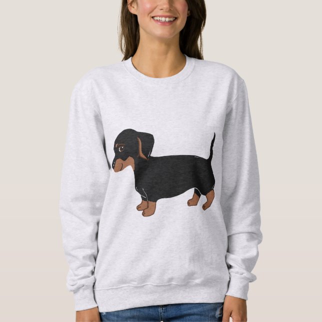 Svart och brun Dachshund Kvinnors sötskjorta Tee (Framsida)