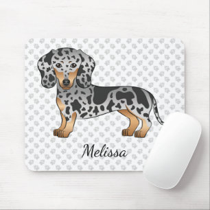 Svart Och Brun Dapple Korthårig Dachshund & Namn Musmatta