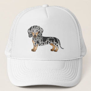 Svart och brun fläckig korthårig Dachshund söt hun Keps