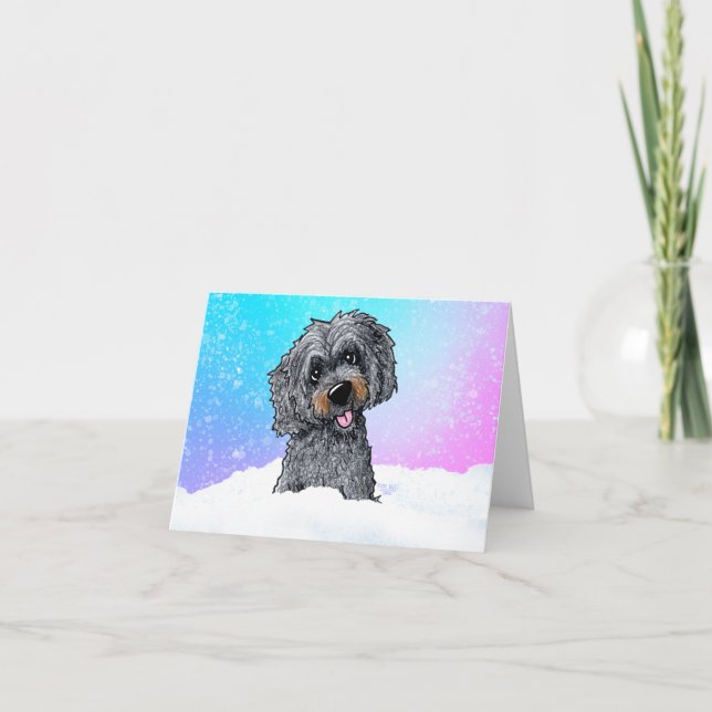 Svart och brun Goldendoodle  Kort (Framsida)