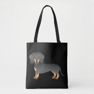 Svart och brun korthårig Dachshund - Svart Tygkasse