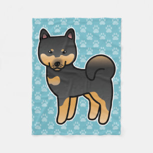 Svart och brun Shiba Inu hund Fleecefilt