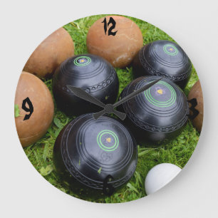 Svart och brun Vintage Gräsmatta Bowls Stor Klocka