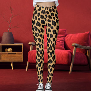 Svart Och Bruna Fläckar Mönster Safari Leopard Ski Leggings