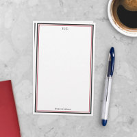 Svart och Burgundy Monogrammad Stationery