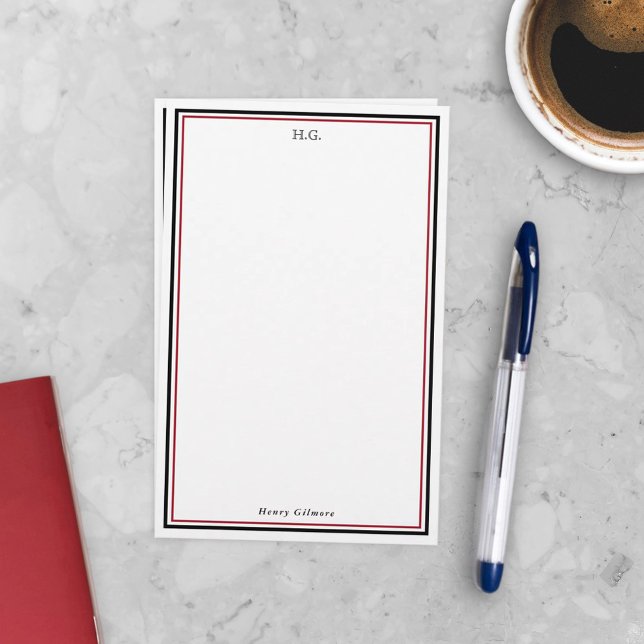 Svart och Burgundy Monogrammad Stationery Brevpapper (Skapare uppladdad)