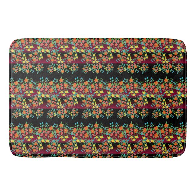 Svart och Burgundy Rand Badrumsmatta (Framsidan)