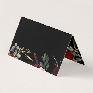 Svart och Burgundy Red Blommigt Elegant Kort