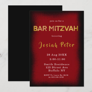 Svart och Burgundy Smoke Pub Mitzvah-inbjudningar