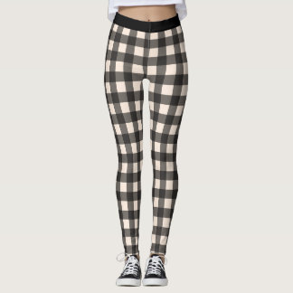 Svart och Cream Check Buffalo Plaid Leggings