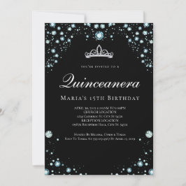Svart och Diamond Quinceanera-inbjudningar Inbjudningar