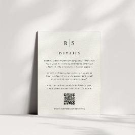 Svart och Ecru Monogram Bröllop QR-kod Tilläggskort