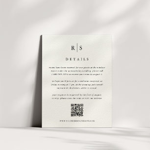 Svart och Ecru Monogram Bröllop QR-kod Tilläggskort