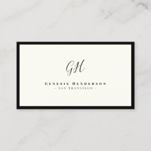 Svart och Elfenbens Lyx Monogram Chic Minimalist Visitkort