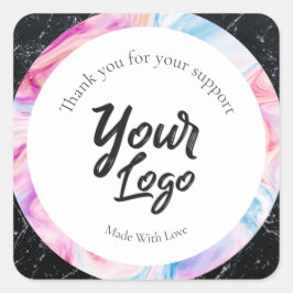 Svart och färglös marmor för anpassningsbar fyrkantigt klistermärke