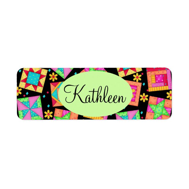 Svart och färglöst lappverk Snabbt blockkonst Returadress Etikett (Framsidan)