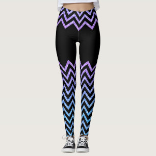 Svart och färgstark Chevron Glitter Struktur Leggings