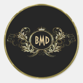 Svart och faux Glitter Girly Blommigt Ram Runt Klistermärke