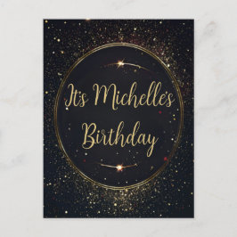 Svart och faux Guld födelsedag Inbjudan Vykort