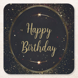 Svart och faux Guld födelsedag Papper Underlägg