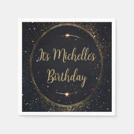 Svart och faux Guld-födelsedag Pappersservett