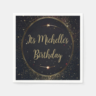Svart och faux Guld-födelsedag Pappersservett