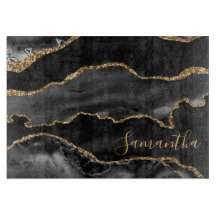 Svart och faux Guld Glitter Marble Agate