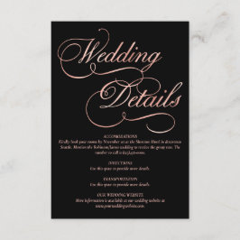 Svart och faux Guld-Ro-kalligrafi för Bröllop Tilläggskort