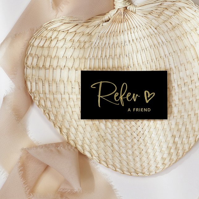 Svart och faux Guld-skript och Heart | Rabattkort (Skapare uppladdad)