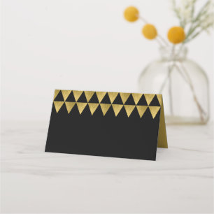 Svart och faux Guld-triangeln Geometric Mönster Placeringskort