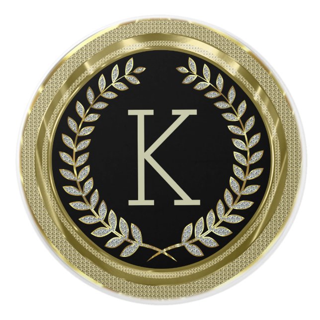 Svart och faux Guld White Glitter Knopp (Framsidan)