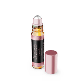 Svart och faux Rosa Foil Parfym Roller Flaska etik Vattenflaskor Etikett