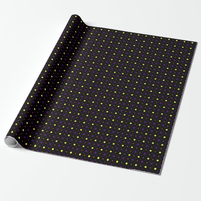 Svart och flera Storleka Polka dots 01 Presentpapper (Utrullad)