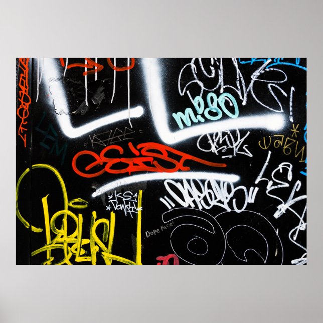 Svart och flerfärgad graffiti art poster (Framsidan)