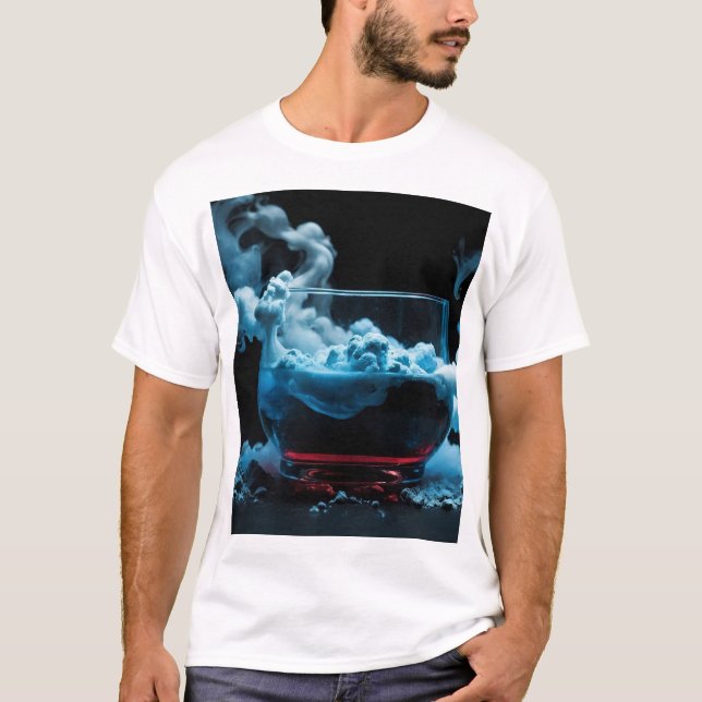 Svart och glas Tha Smoke Abstrakt Modern T Shirt (Framsida)