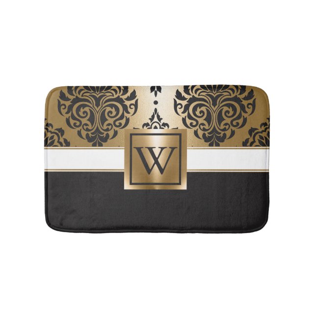 Svart och Golden Arabesc Badrumsmatta (Framsidan)