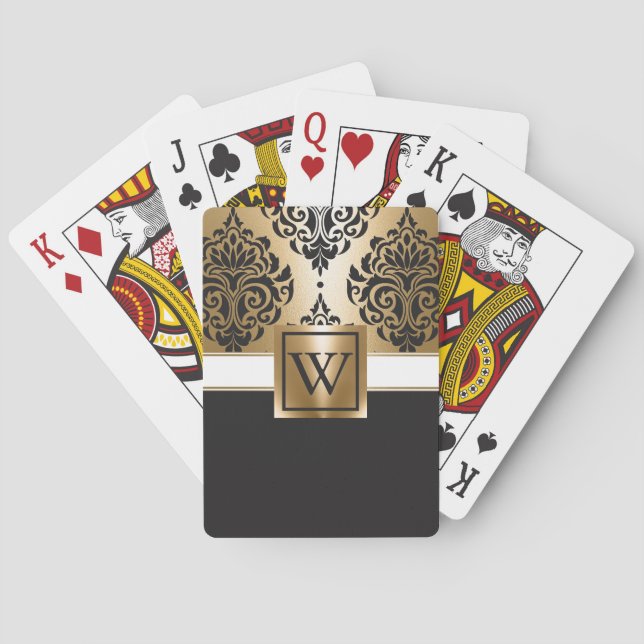 Svart och Golden Arabesc Casinokort (Baksidan)
