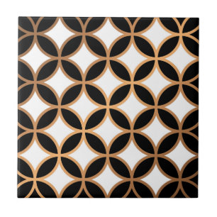 Svart och Golden Geometric Kakelplatta