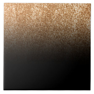 Svart och Golden Glitter Monogram Kakelplatta