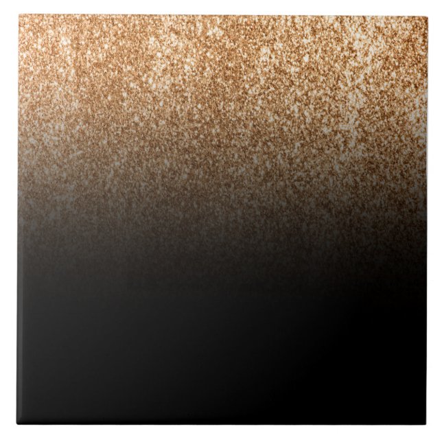 Svart och Golden Glitter Monogram Kakelplatta (Framsidan)