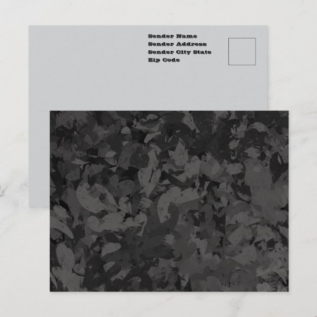 Svart Och Grå Abstrakt Grafisk Konst Design Vykort (Fram/baksida)