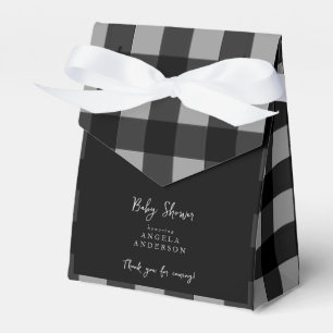 Svart och grå Gingham dusch Tack Gåva Box Presentaskar
