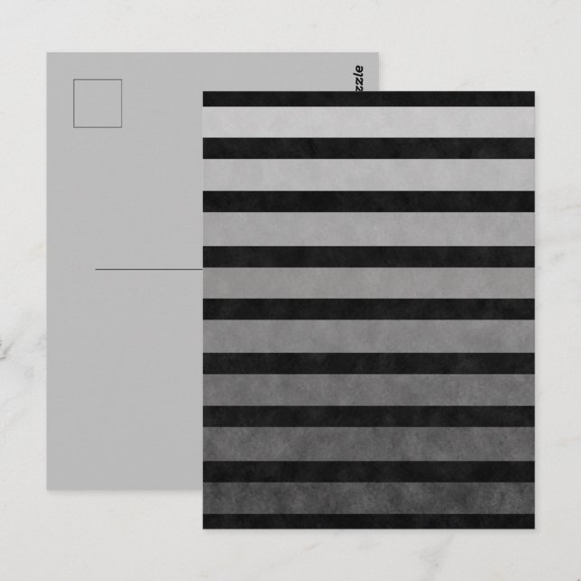 Svart och grå kamouflage texturerade linjer ränder vykort (Fram/baksida)