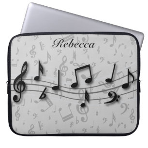 Svart och grå musik noter för personlig laptop sleeve