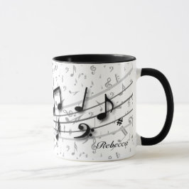 Svart och grå musik noter för personlig mugg
