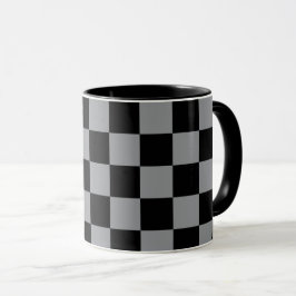 Svart och grå rutig tryck mugg