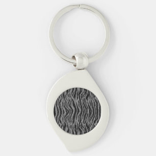 Svart och grå silver zebrarabbitryck swirl silverfärgad nyckelring